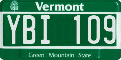 VT license plate YBI109