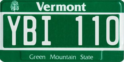 VT license plate YBI110