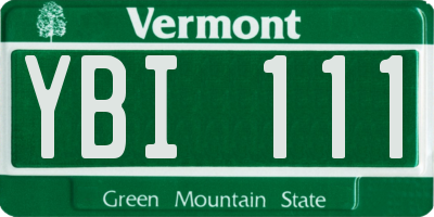VT license plate YBI111