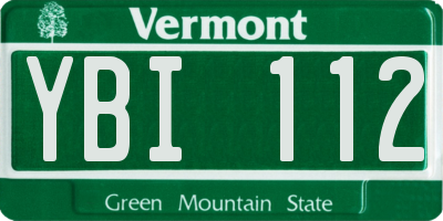 VT license plate YBI112