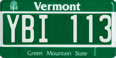 VT license plate YBI113