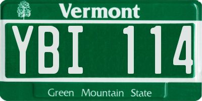 VT license plate YBI114