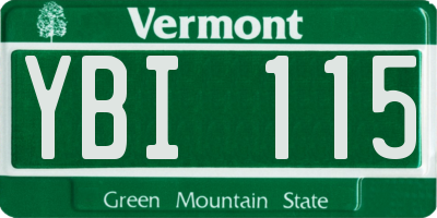 VT license plate YBI115