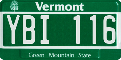 VT license plate YBI116