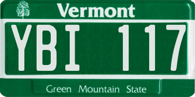 VT license plate YBI117