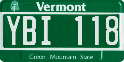 VT license plate YBI118