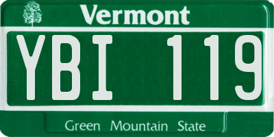 VT license plate YBI119