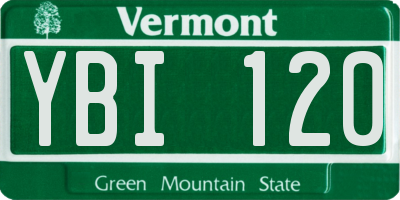 VT license plate YBI120