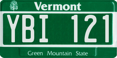 VT license plate YBI121
