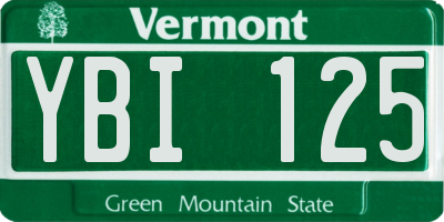 VT license plate YBI125