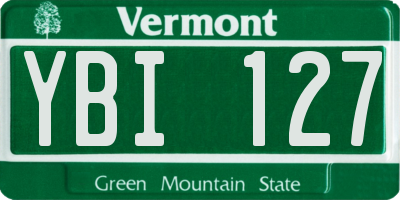 VT license plate YBI127