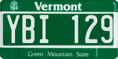 VT license plate YBI129