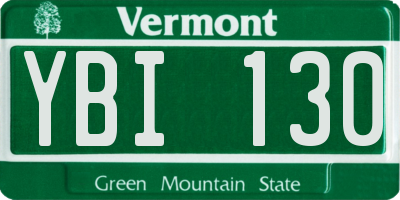 VT license plate YBI130