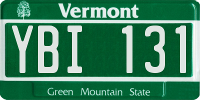 VT license plate YBI131