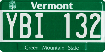 VT license plate YBI132