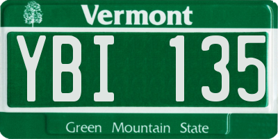 VT license plate YBI135