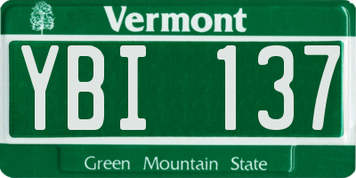 VT license plate YBI137