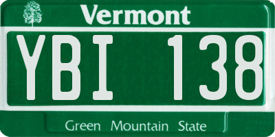 VT license plate YBI138