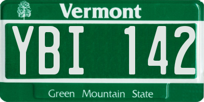 VT license plate YBI142