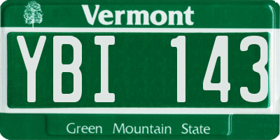 VT license plate YBI143