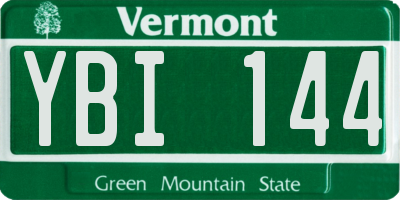VT license plate YBI144