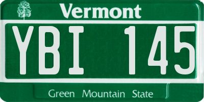 VT license plate YBI145
