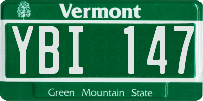 VT license plate YBI147