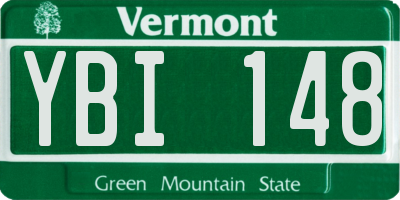 VT license plate YBI148