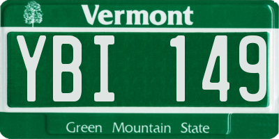 VT license plate YBI149