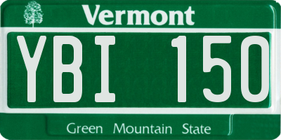 VT license plate YBI150