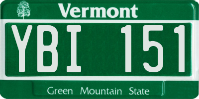 VT license plate YBI151