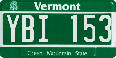 VT license plate YBI153