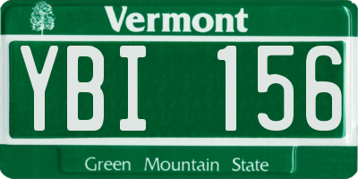VT license plate YBI156