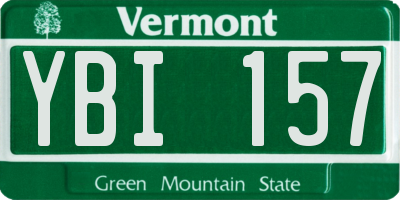 VT license plate YBI157