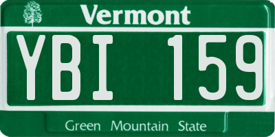 VT license plate YBI159