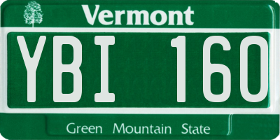 VT license plate YBI160