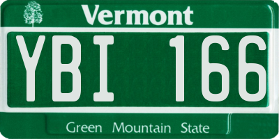 VT license plate YBI166
