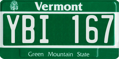 VT license plate YBI167