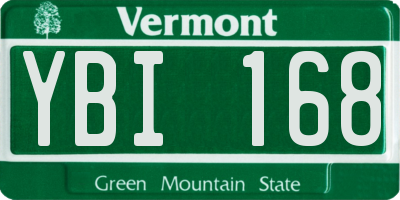 VT license plate YBI168
