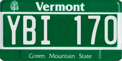 VT license plate YBI170