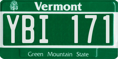 VT license plate YBI171