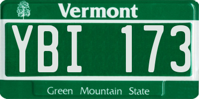 VT license plate YBI173