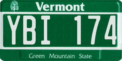 VT license plate YBI174