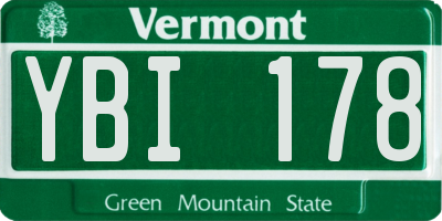 VT license plate YBI178
