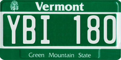 VT license plate YBI180