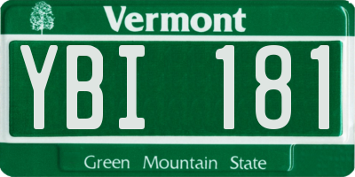 VT license plate YBI181