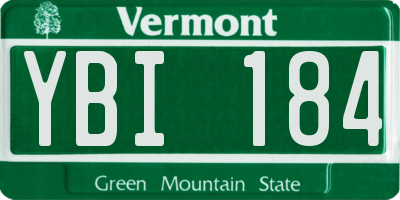 VT license plate YBI184