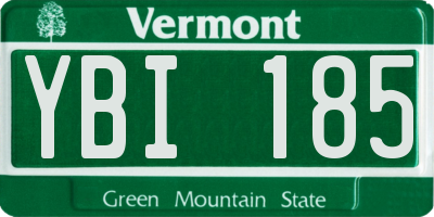 VT license plate YBI185
