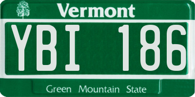 VT license plate YBI186