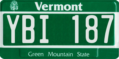 VT license plate YBI187